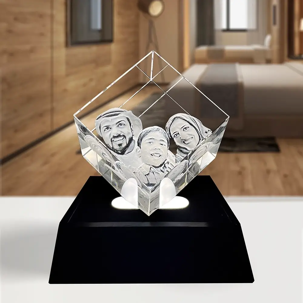 3D Laser Crystal Cut Corner Diamond Award